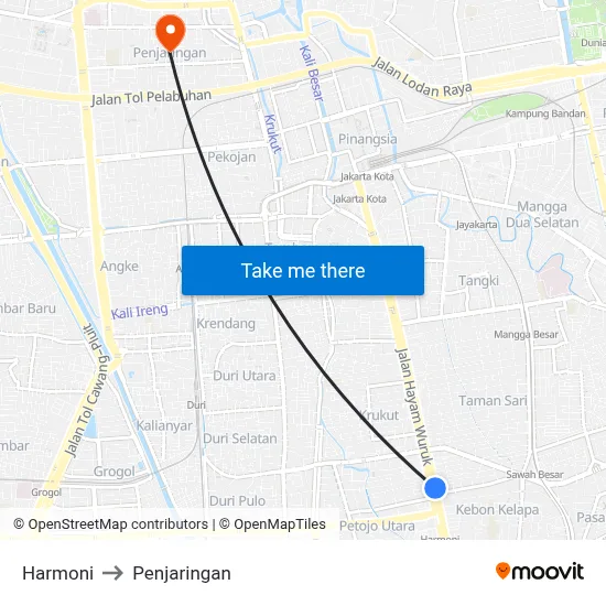 Harmoni to Penjaringan map