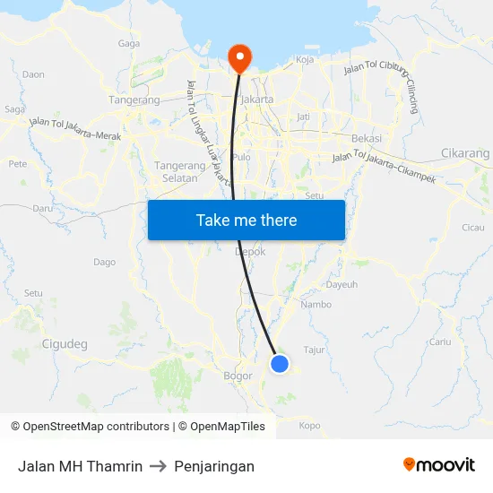 Jalan MH Thamrin to Penjaringan map