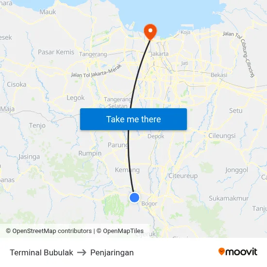 Terminal Bubulak to Penjaringan map