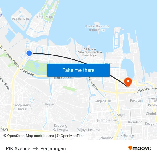PIK Avenue to Penjaringan map