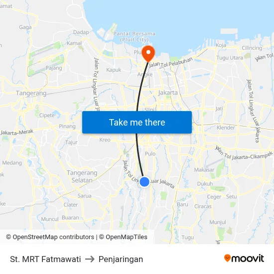 St. MRT Fatmawati to Penjaringan map