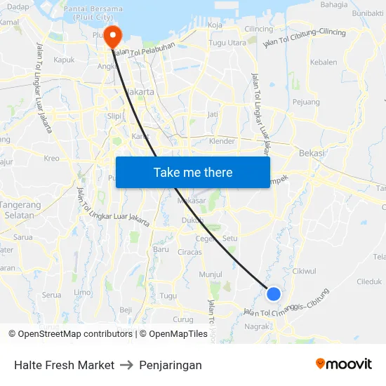 Halte Fresh Market to Penjaringan map