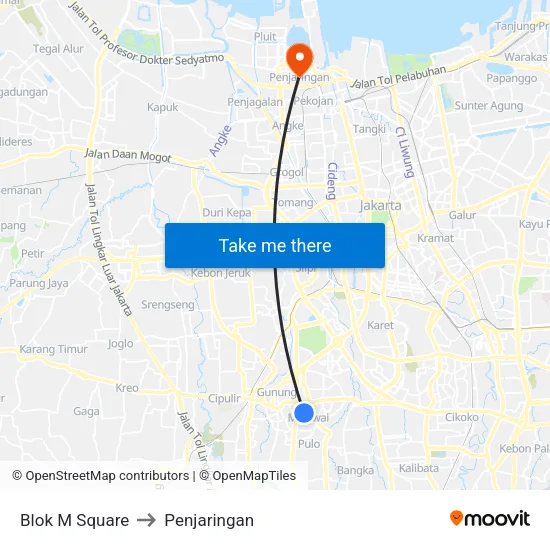 Blok M Square to Penjaringan map