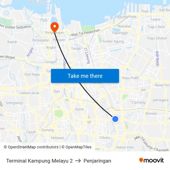 Terminal Kampung Melayu 2 to Penjaringan map