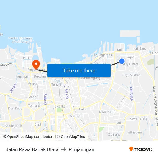 Jalan Rawa Badak Utara to Penjaringan map