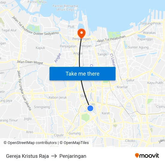 Gereja Kristus Raja to Penjaringan map