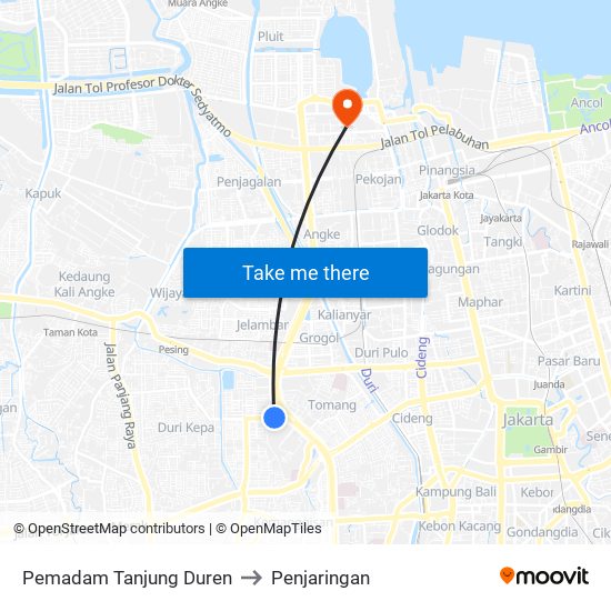 Pemadam Tanjung Duren to Penjaringan map