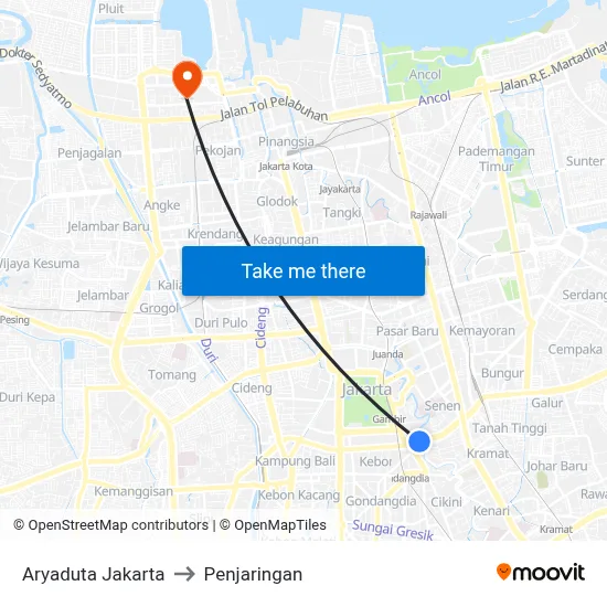 Aryaduta Jakarta to Penjaringan map