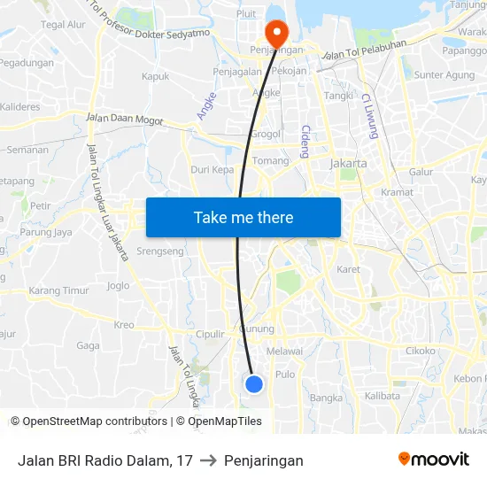 Jalan BRI Radio Dalam, 17 to Penjaringan map