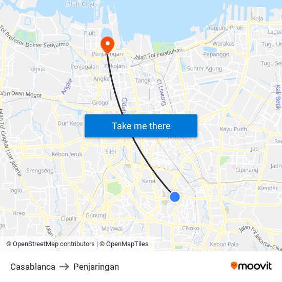 Casablanca to Penjaringan map