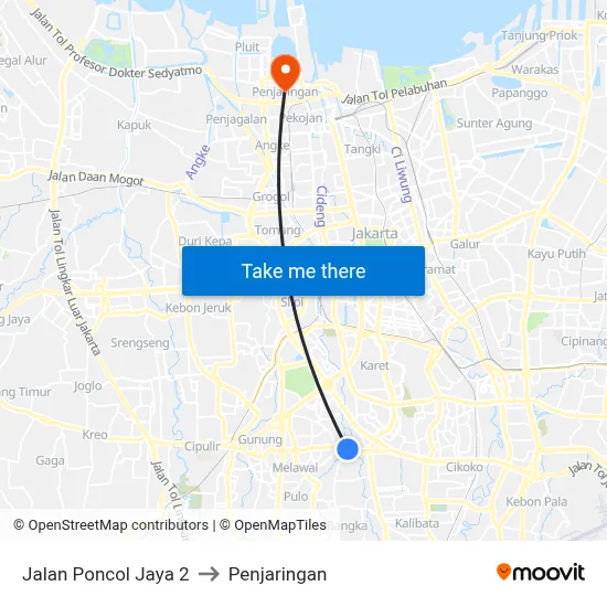 Jalan Poncol Jaya 2 to Penjaringan map