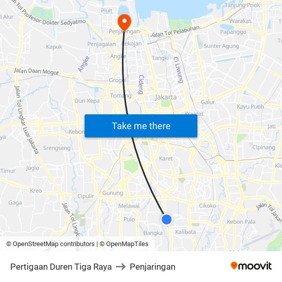 Pertigaan Duren Tiga Raya to Penjaringan map