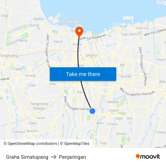 Graha Simatupang to Penjaringan map