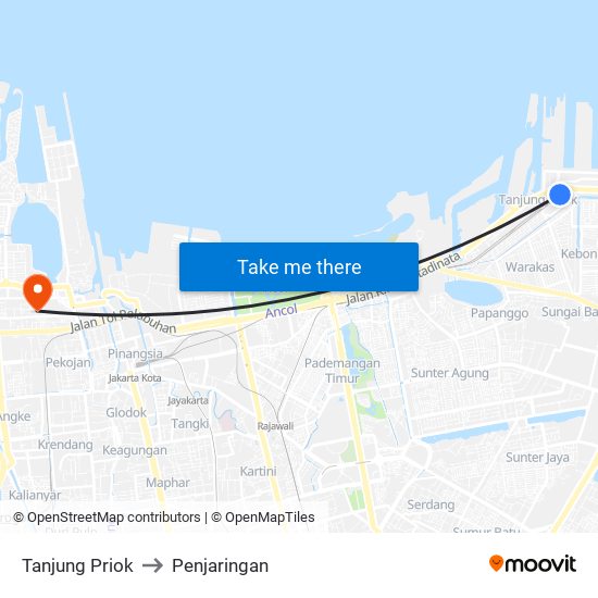 Tanjung Priok to Penjaringan map