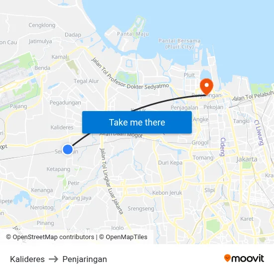 Kalideres to Penjaringan map