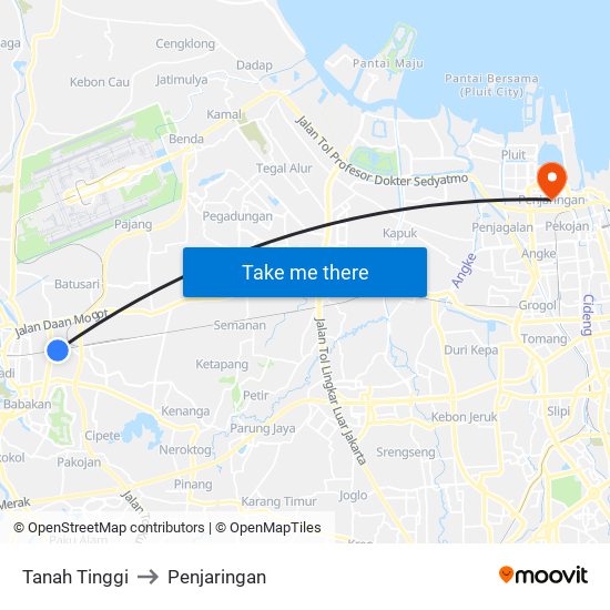 Tanah Tinggi to Penjaringan map