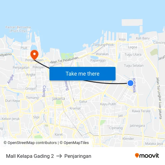 Mall Kelapa Gading 2 to Penjaringan map