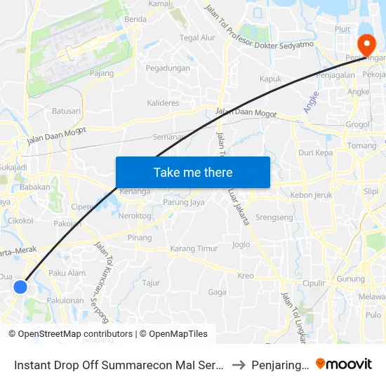Instant Drop Off Summarecon Mal Serpong to Penjaringan map