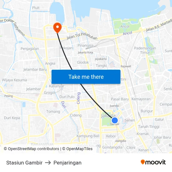 Stasiun Gambir to Penjaringan map