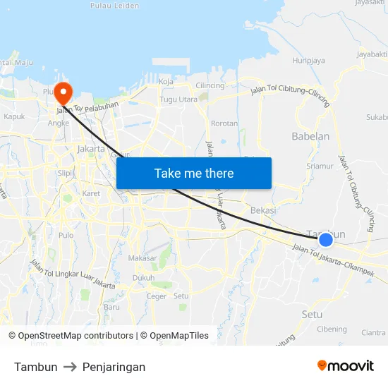 Tambun to Penjaringan map
