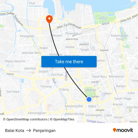 Balai Kota to Penjaringan map