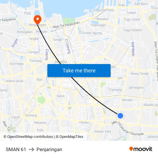 SMAN 61 to Penjaringan map