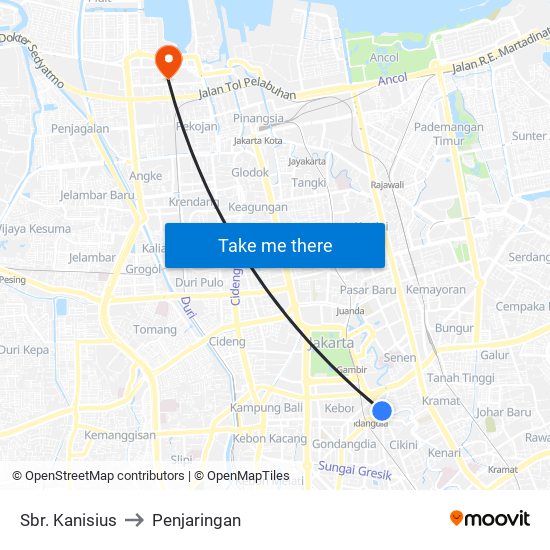 Sbr. Kanisius to Penjaringan map