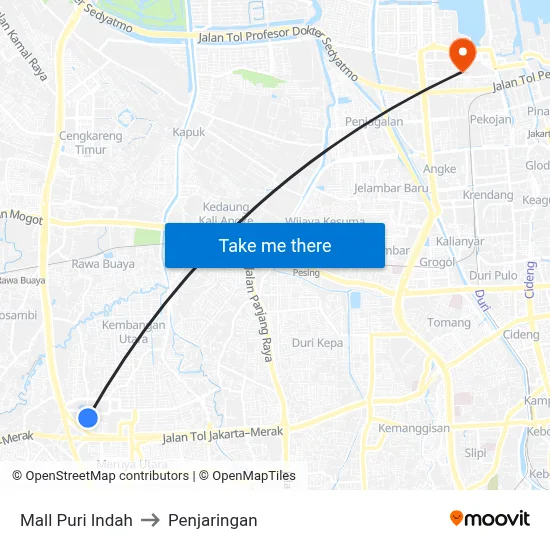 Mall Puri Indah to Penjaringan map