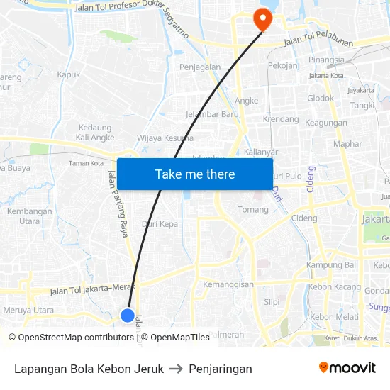 Lapangan Bola Kebon Jeruk to Penjaringan map