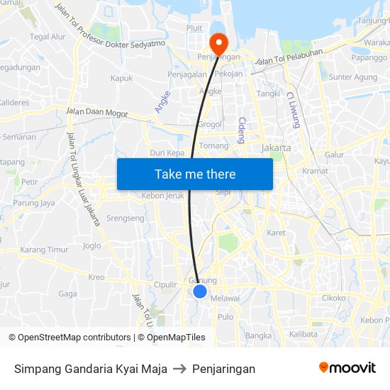 Simpang Gandaria Kyai Maja to Penjaringan map