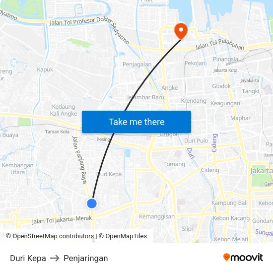 Duri Kepa to Penjaringan map