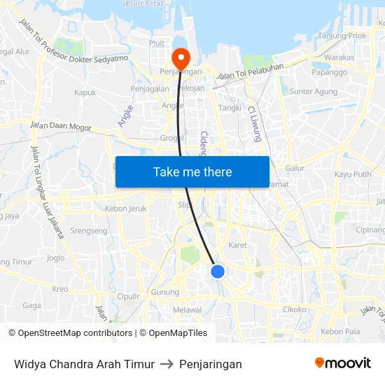 Widya Chandra Arah Timur to Penjaringan map
