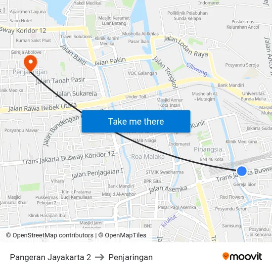 Pangeran Jayakarta 2 to Penjaringan map