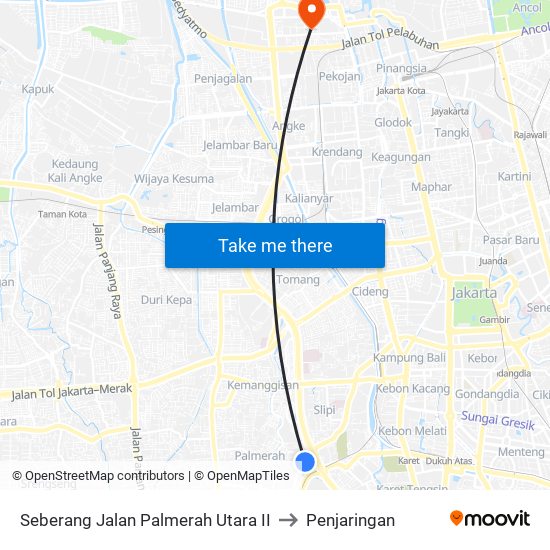 Seberang Jalan Palmerah Utara II to Penjaringan map