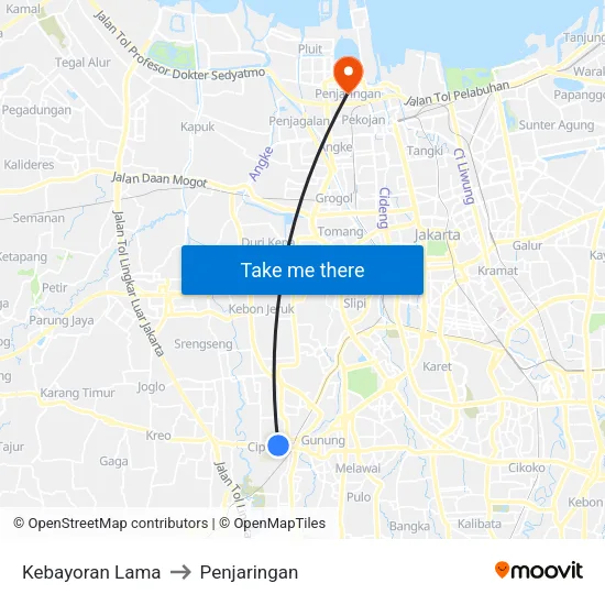 Kebayoran Lama to Penjaringan map