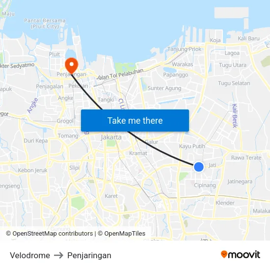 Velodrome to Penjaringan map