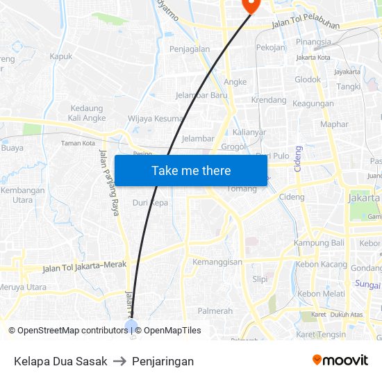 Kelapa Dua Sasak to Penjaringan map