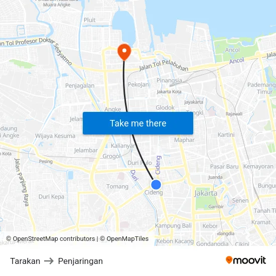 Tarakan to Penjaringan map