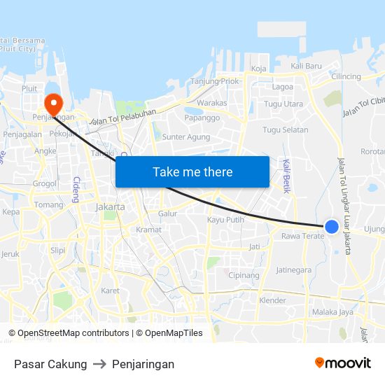 Pasar Cakung to Penjaringan map