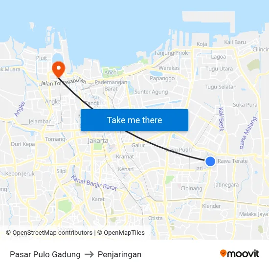 Pasar Pulo Gadung to Penjaringan map