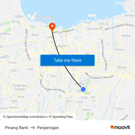 Pinang Ranti to Penjaringan map
