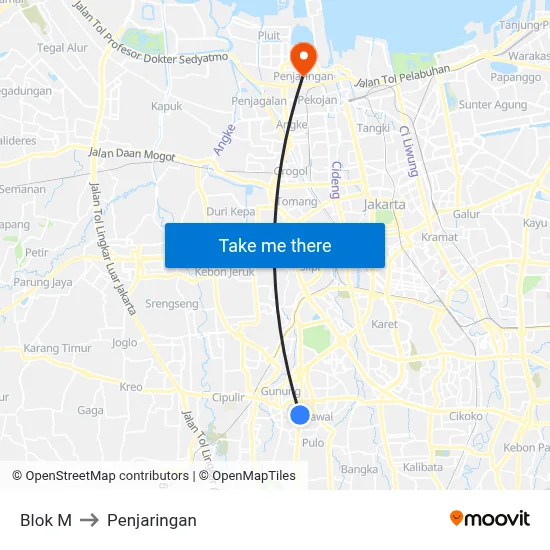 Blok M to Penjaringan map
