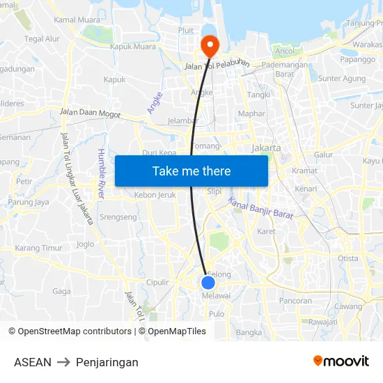 ASEAN to Penjaringan map