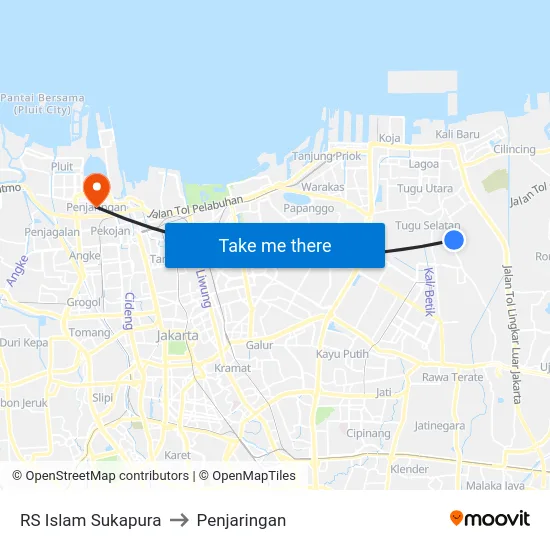 RS Islam Sukapura to Penjaringan map