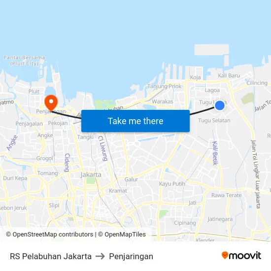 RS Pelabuhan Jakarta to Penjaringan map