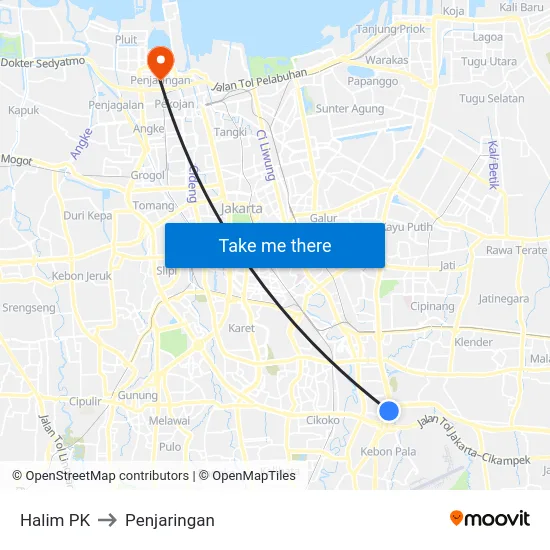 Halim PK to Penjaringan map