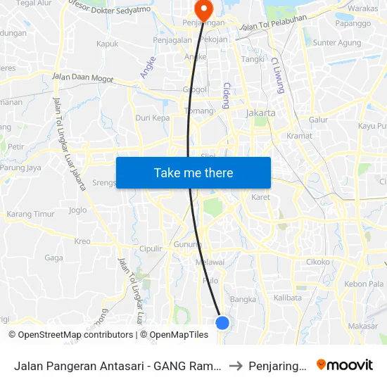Jalan Pangeran Antasari - GANG Rambu to Penjaringan map