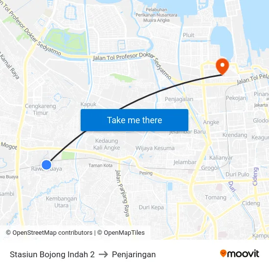 Stasiun Bojong Indah 2 to Penjaringan map