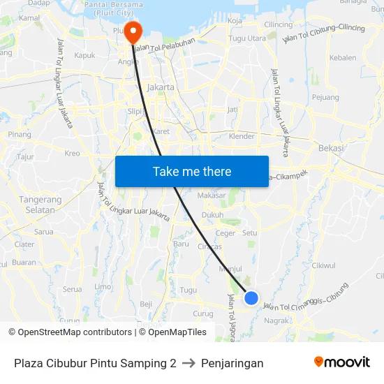 Plaza Cibubur Pintu Samping 2 to Penjaringan map