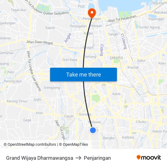 Grand Wijaya Dharmawangsa to Penjaringan map